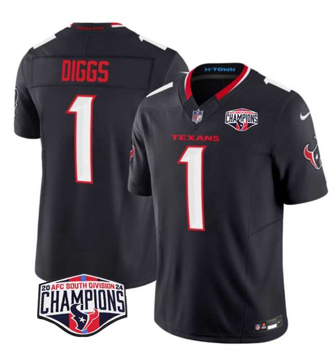 Mens Houston Texans #1 Stefon Diggs Navy F.U.S.E. 2024 AFC South Division Champions Vapor Limited Stitched Jersey->houston texans->NFL Jersey